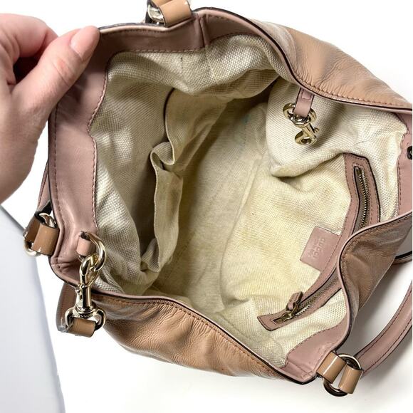 Gucci Soho Patent Leather 2 Way Tote Handbag Shoulder Bag Beige - Picture 13 of 17